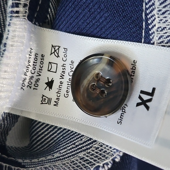 LuLaRoe Blue and White Buffalo Plaid Button Down Shacket - Picture 11 of 14